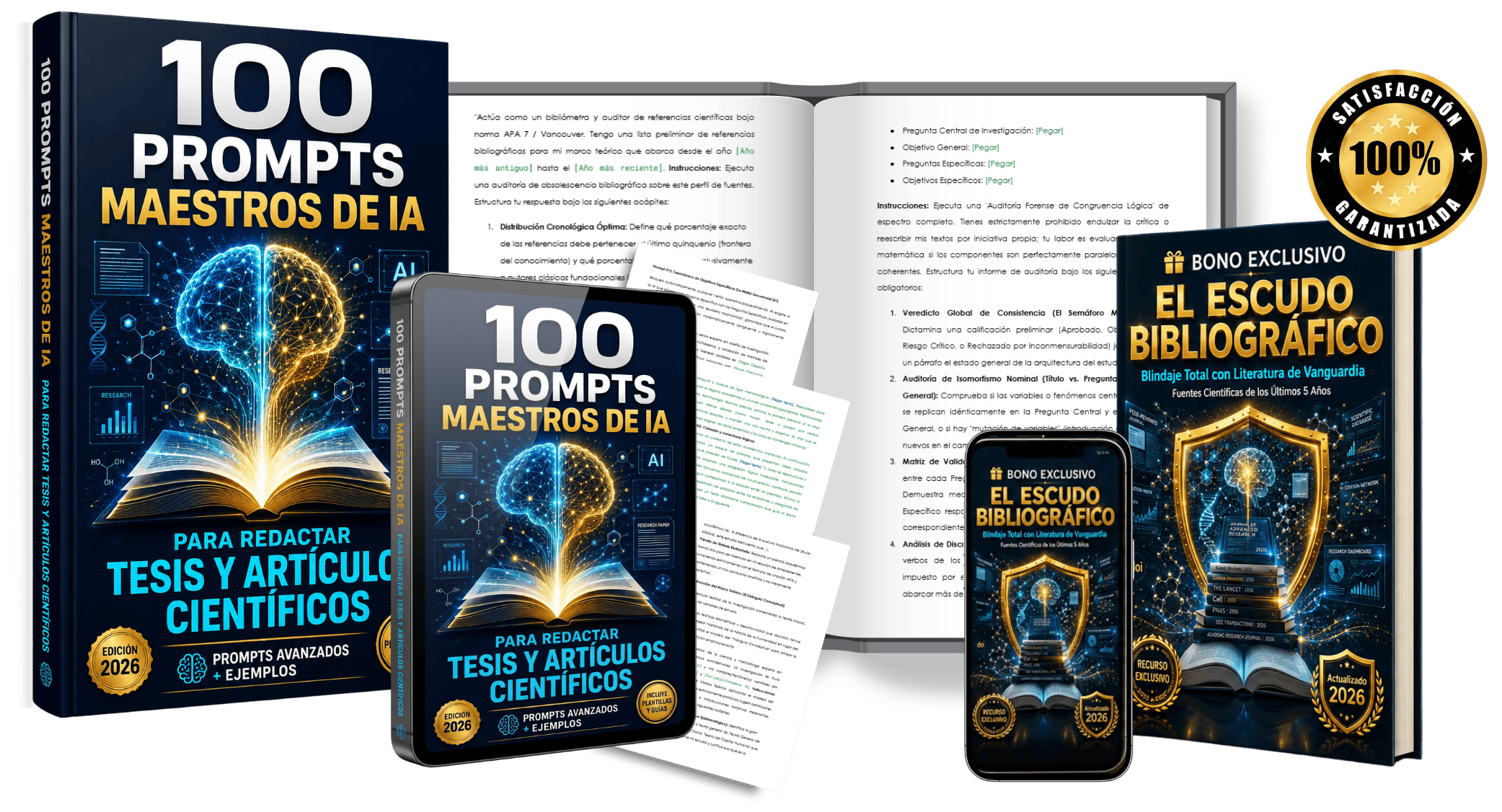 100 Prompts Maestros de IA para redactar tesis y artículos científicos con bono exclusivo