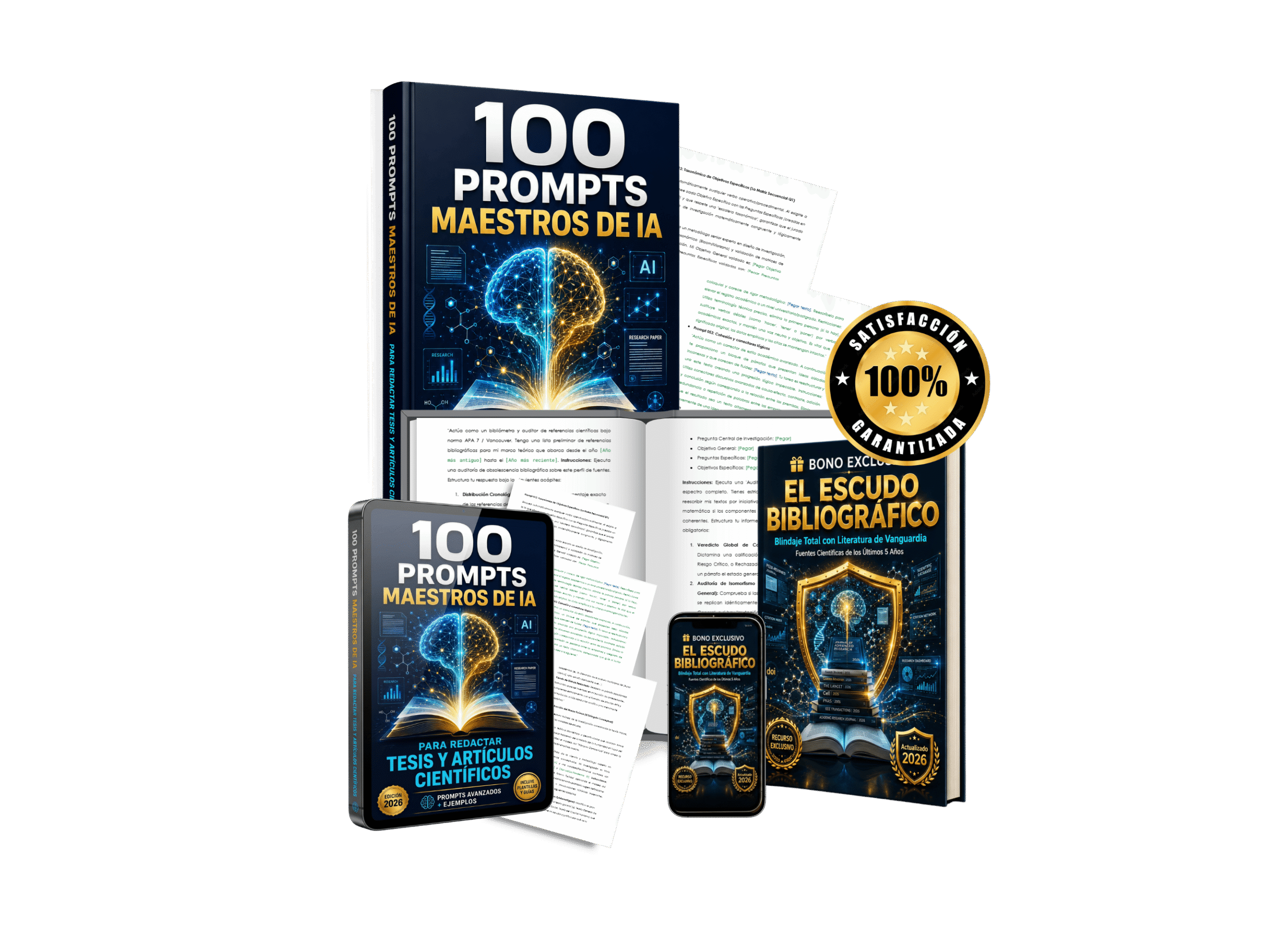 100 Prompts Maestros de IA y bono El Escudo Bibliográfico